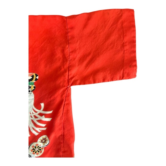 VTG Toddler Child’s Japanese Kimono-Style Happi Coat Robe Red Black No Belt - Picture 9 of 11
